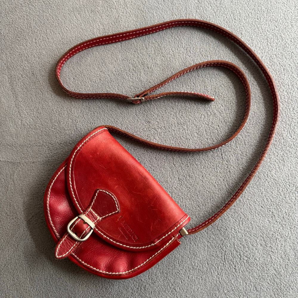 I Medici Little Red Leather Bag Boho Crossbody Retro Made in Italy